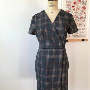 Mango Charcoal Checkered Midi Dress